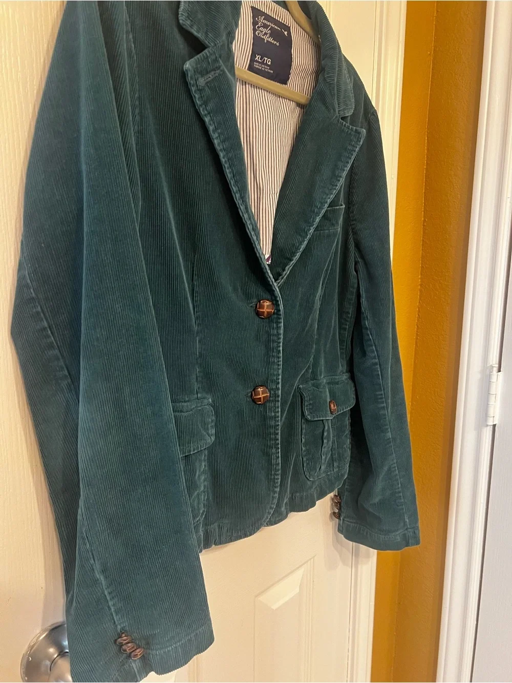 American Eagle Outfitters Women's Teal Corduroy Blazer, Size XL